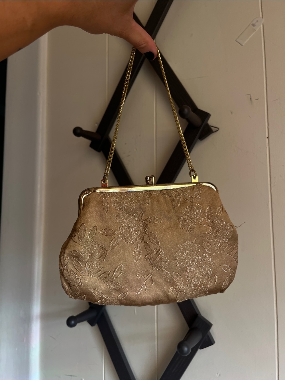 1950s/1960s Vintage Gold Brocade Evening Chain-Handle Clutch